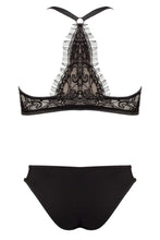 Load image into Gallery viewer, Women's Black Lace Beige Bustier Panty Set
