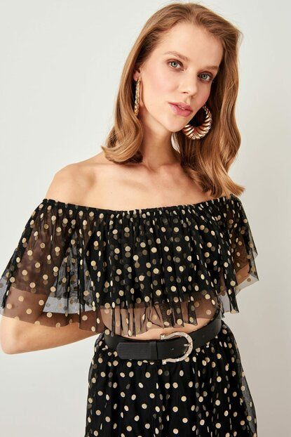 Women's Polka-dot Black Bustier