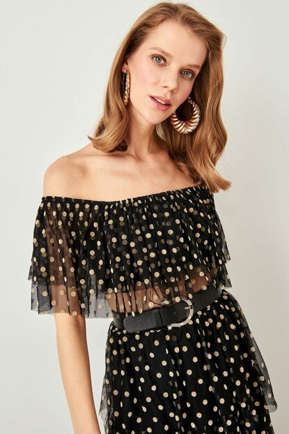 Women's Polka-dot Black Bustier