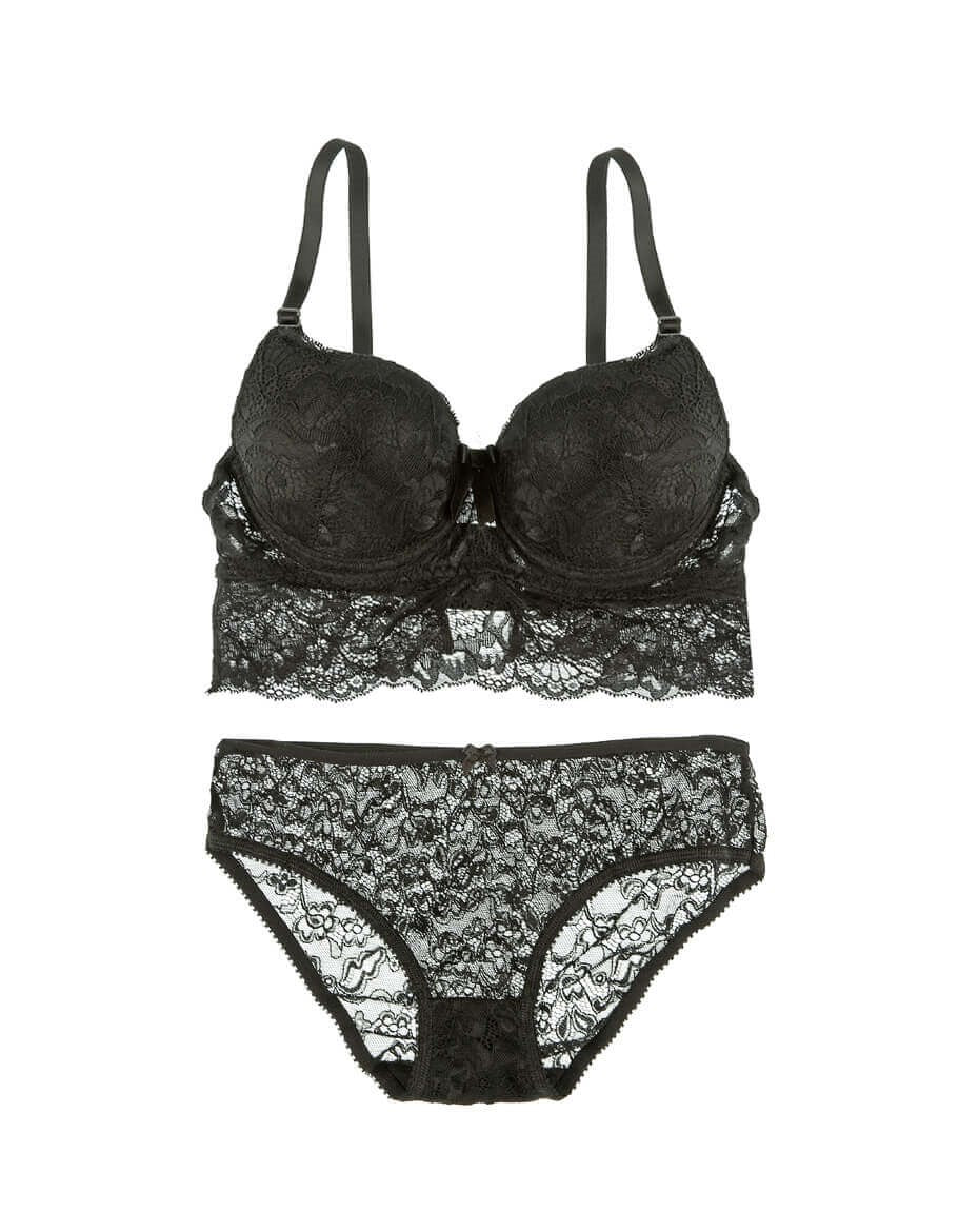 Women's Push Up Black Lace Bustier