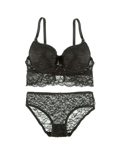 Women's Push Up Black Lace Bustier